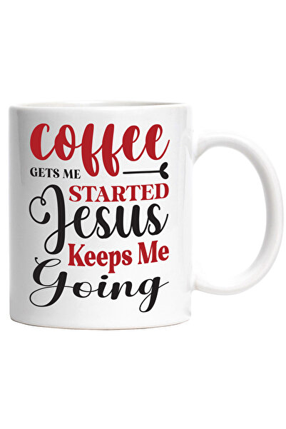 StoryGift Romania Cana cu mesajul "Cafeaua ma face sa ma apuc, Iisus ma face ...