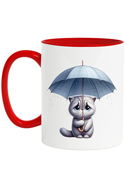 StoryGift Romania Cana cu o pisicuta gri care tine o umbrela | ilustratie | t...