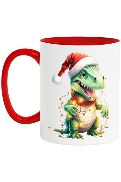 StoryGift Romania Cana cu un pui de dinozaur care poarta o caciula de Craciun...