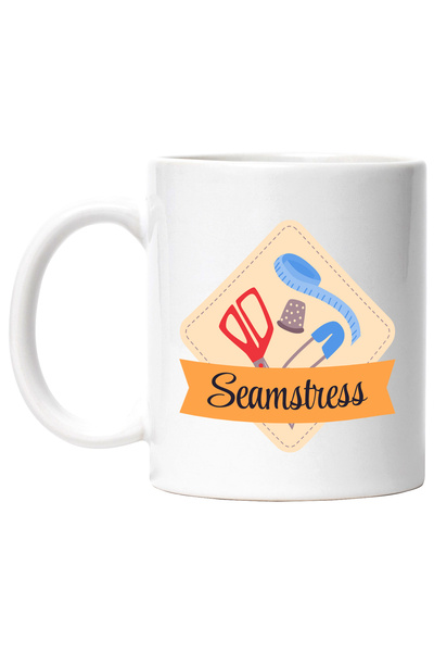 StoryGift Romania Mug With Message In English Seamstress, Tailor, Scissors, T...