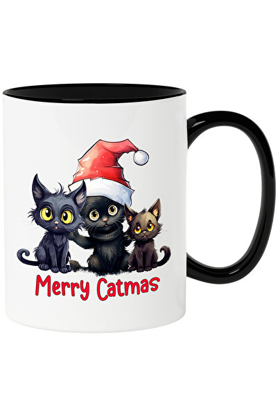 StoryGift Romania Cana cu pisoi negri cu mesajul "Merry Catmas", Craciun feri...