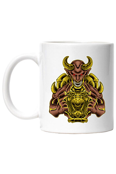 StoryGift Romania Cana Cu Demon, Coarne, Armura, Gheare, Zambet, Multicolor 330 ml, Ceramica cu Ma, Cu Maner Alb