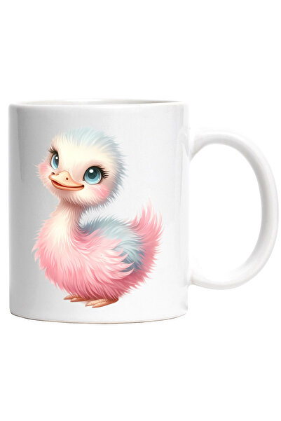 StoryGift Romania Cana cu un pui de strut | ilustratie | fericire | copilarie | grija | familie | , Cu Maner Alb