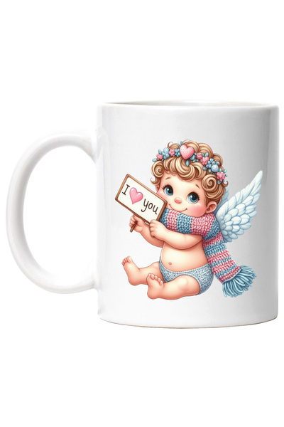 StoryGift Romania Cana cu un bebelus Cupidon | ilustratie | coroana din flori...