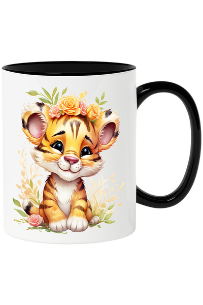 StoryGift Romania Cana cu un pui de tigru vesel | ilustratie | in natura | fl...