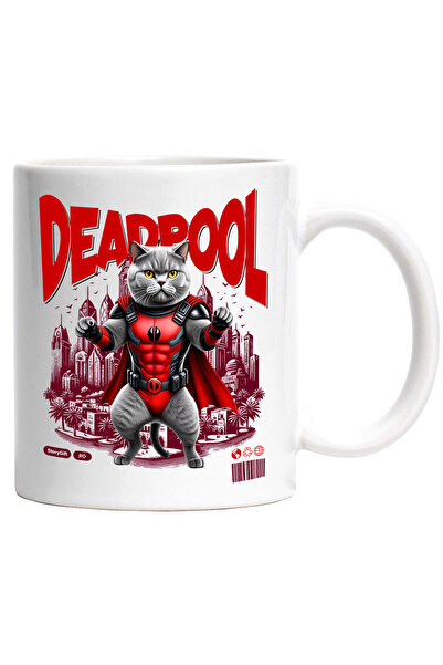 StoryGift Romania Cana cu British Shorthair Pisica In Costum de DeadPool cu P...