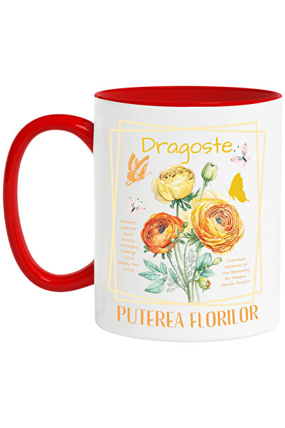 StoryGift Romania Cana cu Buchet de Flori Colorate Text Dragoste Puterea Flor...