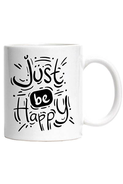 StoryGift Romania Cana Cu Mesaj In Engleza Just Be Happy, Fericire, Dungi, Pu...