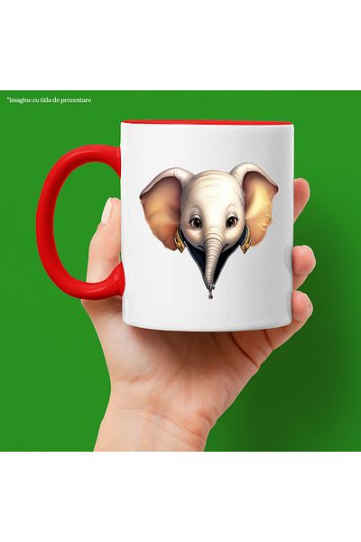 StoryGift Romania Mug with a shy elephant | illustration | zipper | surprised | wild animal | j, Cu ,STG .