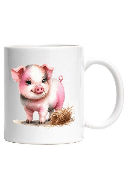 StoryGift Romania Cana cu un purcelus | paie | roz | animalut domestic | feri...