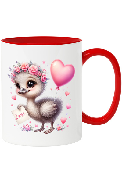 StoryGift Romania Cana cu un puisor cenusiu care tine o foita cu mesajul "Lov...