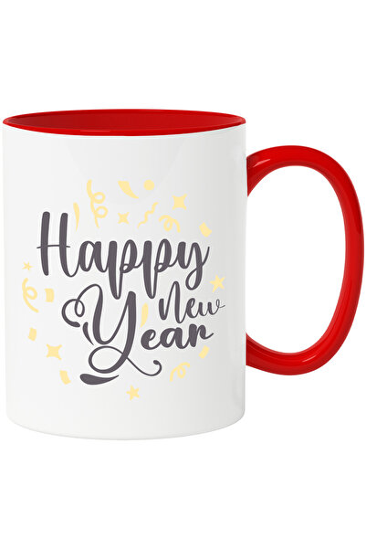 StoryGift Romania Cana Cu Titlu in Engleza Happy New Year, Revelion, An Nou, Dorinte, Rezolutii,Ce, Cu Maner Rosu