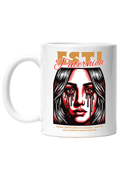 StoryGift Romania Cana Esti Puternica - Femeie Plangand, 330ml, Ceramic cu Ma...