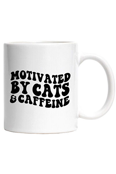 StoryGift Romania Cana cu mesajul "Motivated by cats & caffeine" - motivat de...