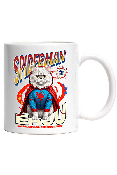 StoryGift Romania Cana cu Persan / persian Pisica In Costum de SpiderMan cu P...
