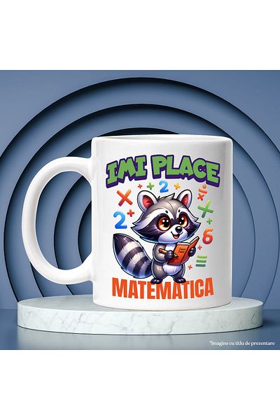 StoryGift Romania Cana cu Sconcs matematician numere carti scoala text imi place matematica, educa, Cu Maner Alb