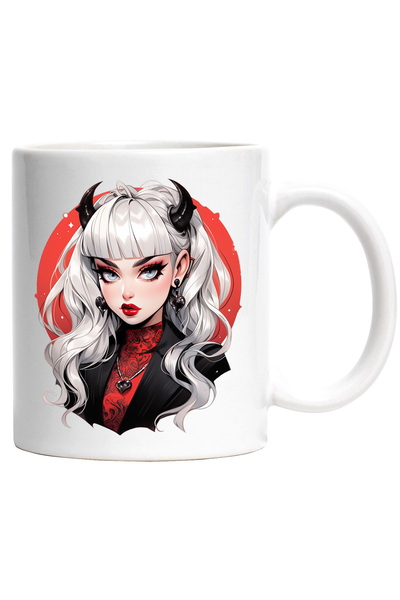 StoryGift Romania Cana cu o fata cu parul alb | ilustratie | cornite | cerc |...