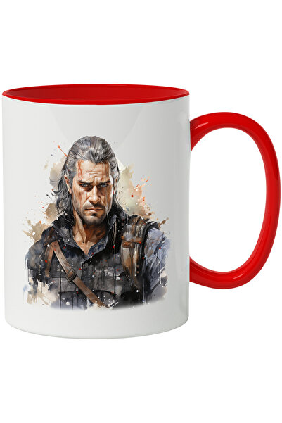 StoryGift Romania Cana Cu The Witcher, Fantasy, Geralt Din Rivia, Personaj Serial TV, Multicolor 3, Cu Maner Rosu