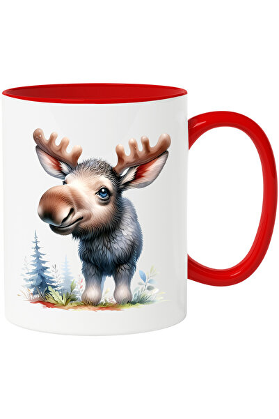 StoryGift Romania Mug with a moose in the forest | illustration | nature | ve...