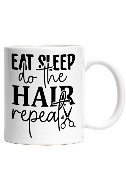 StoryGift Romania Cana cu textul "Eat sleep, do the hair, repeat" - mananca s...