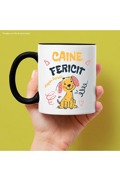 StoryGift Romania Mug happy dog ​​happy owner animal love, 330ml, Ceramic with Black Handle, With M,STG