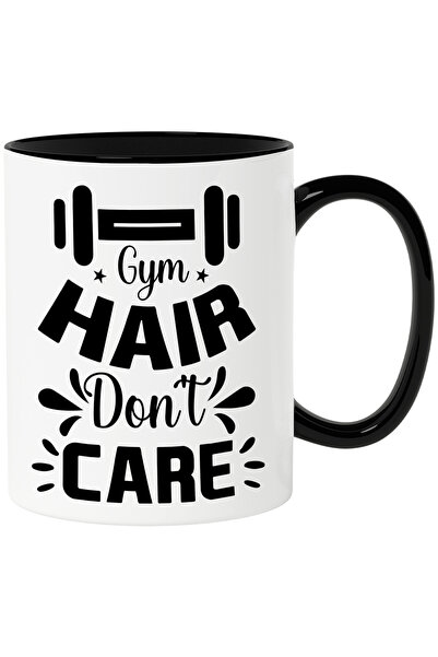 StoryGift Romania Cana cu o haltera si mesajul "Gym hair don't care" - parulu...