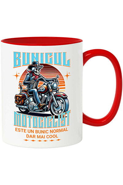 StoryGift Romania Cana cu Schelete Uman Cu Palarie Si Bandana Rosie Motor Vin...