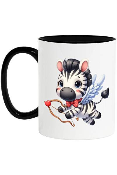 StoryGift Romania Cana cu o zebra care trage cu arcul | zboara | aripi | Cupidon | indragostire | , Cu Maner Negru