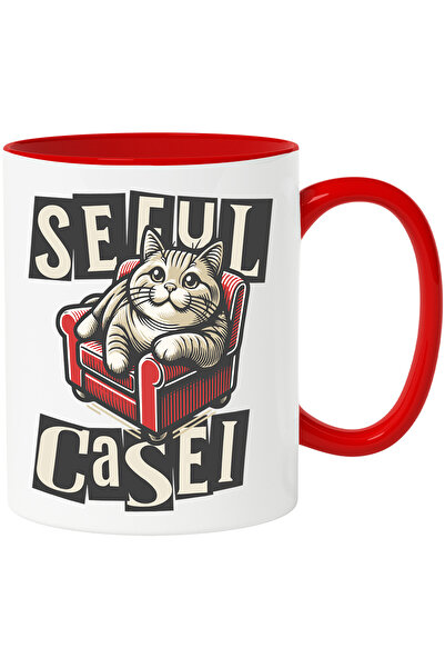 StoryGift Romania Cana seful Casei motan pisica haios animal, 330ml, Ceramic ...