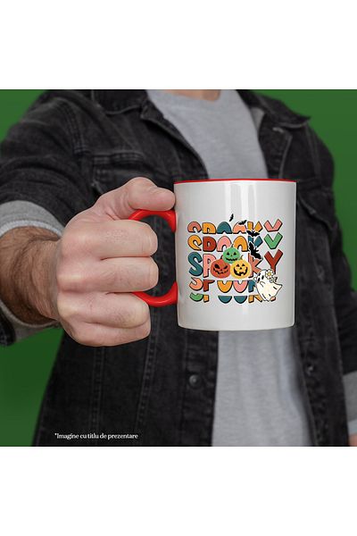 StoryGift Romania Mug with pumpkins decorated with the message "Spooky", illustration, Halloween, celebration,, With ,STG