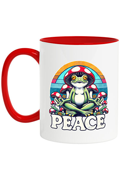 StoryGift Romania Cana cu o broasca meditand cu mesajul "Peace", pace, linist...