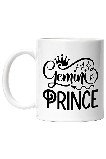 StoryGift Romania Cana cu zodia Gemeni, ilustratie, zodie, astrologie, simbol, semn, print, coroan, Cu Maner Alb
