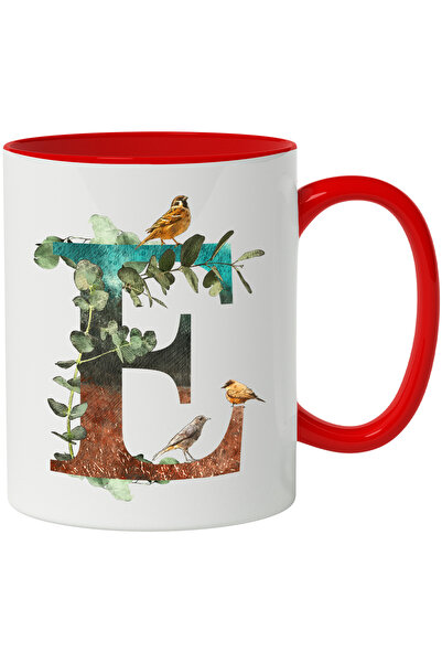 StoryGift Romania Cana Cu Litera, E, Pasari, Vrabioare, Frunze, Multicolor 33...
