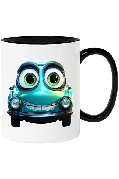 StoryGift Romania Cana Cu Masina, Desene, Zambaret, Disney,Ceramica, 330ml, cu Maner Negru, Cu Maner Negru