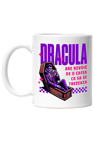 StoryGift Romania Cana cu Vampir in sicriu cu cafea, text haios Dracula are n...