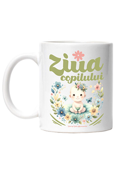 StoryGift Romania Cana ziua copilului bebe flori vegetatie 1 iunie, 330ml, Ce...