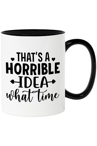 StoryGift Romania Cana cu inimioare si textul "Aceea este o idee nasoala. La ce ora?" cu Maner Neg, Cu Maner Negru