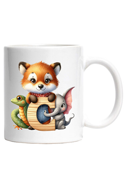 StoryGift Romania Cana cu o vulpe | un elefant si un sarpe care tin litera "C...