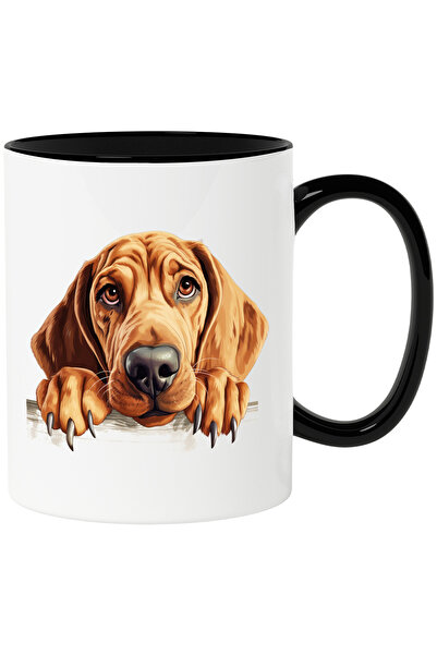 StoryGift Romania Cana cu un catel maro cu urechile plecate | ilustratie | gheare | labute | cumin, Cu Maner Negru