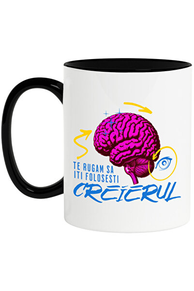 StoryGift Romania Cana cu Creier Uman colorat Sageti Ochii Vultur Text Gte Ru...