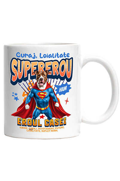 StoryGift Romania Cana cu Pitbull / PITBULL Caine In Costum de SuperMan cu Pe...