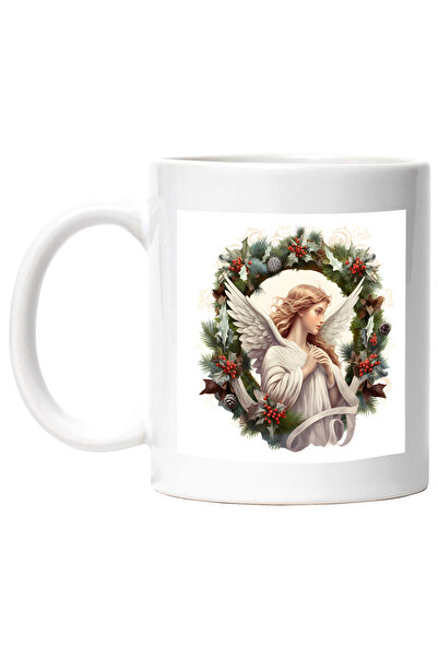 StoryGift Romania Cana cu un inger, ilustratie, coroana, vasc, frunze, conuri...