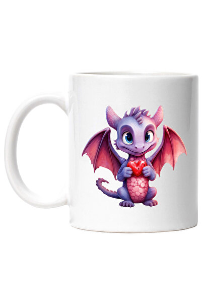 StoryGift Romania Cana cu un pui de dragon care tine o inima in brate | ilust...