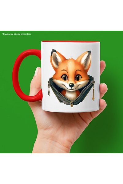 StoryGift Romania Mug with a fox cub that opened a zipper | illustration | cheerful | happy, With ,STG.