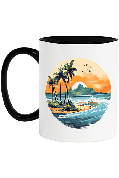 StoryGift Romania Cana cu o insula, ilustratie, plaja, vegetatie, palmieri, a...