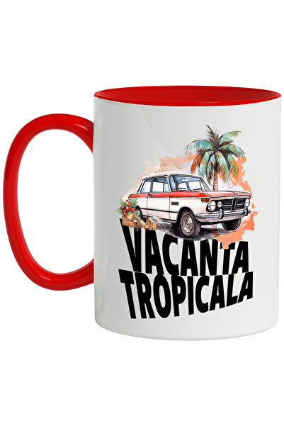 StoryGift Romania Cana Cu Mesaj Vacanta Tropicala, Palmier, Masina, Bagaje, M...