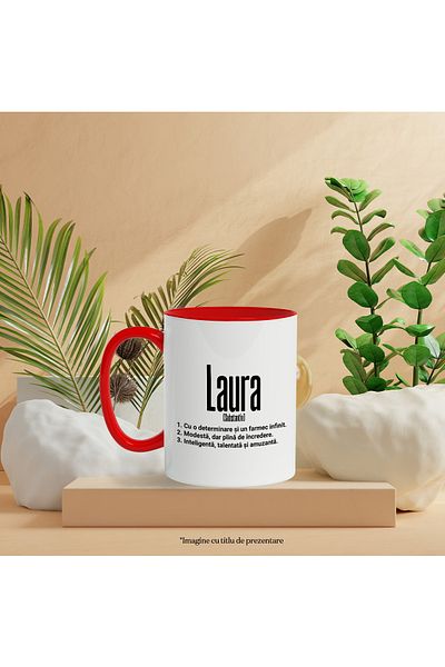 StoryGift Romania Mug With the Name Laura, and Motivational Message, Determination, Modest, Intelligence, , With ,STG.