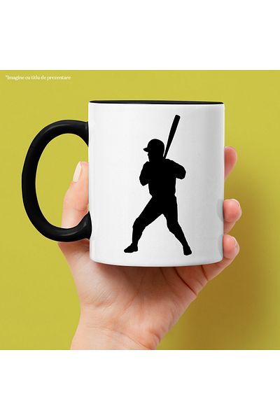 StoryGift Romania Cana Pentru Pasionatii De Baseball - Sport Efort Bata Cu Maner Negru, Cu Maner Negru ,stg