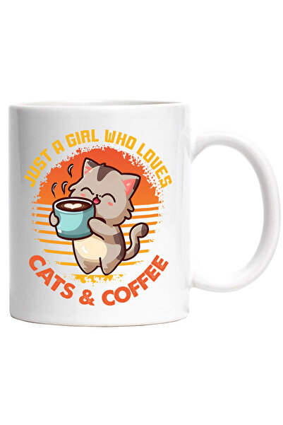StoryGift Romania Cana cu pisicuta care tine o ceasca cu cafea cu mesajul "Ju...