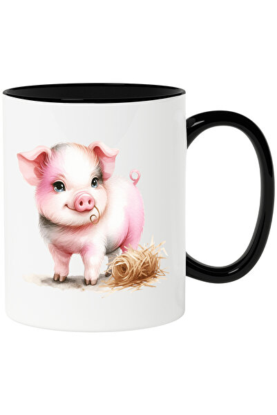 StoryGift Romania Cana cu un purcelus | paie | roz | animalut domestic | feri...